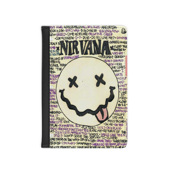 Nirvana Product Custom PU Faux Leather Passport Cover Wallet Black Holders Luggage Travel