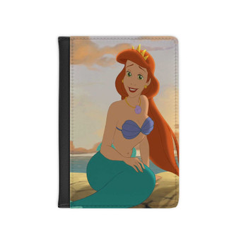 Princess Ariel The Little Mermaid Custom PU Faux Leather Passport Cover Wallet Black Holders Luggage Travel