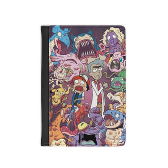 Rick and Morty with Pokemon Custom PU Faux Leather Passport Cover Wallet Black Holders Luggage Travel