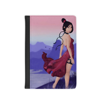 Sexy Mulan Disney Custom PU Faux Leather Passport Cover Wallet Black Holders Luggage Travel