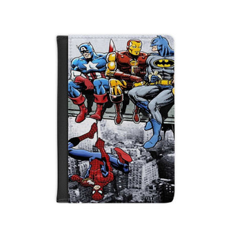 Superheroes Breakfast Of Champions Custom PU Faux Leather Passport Cover Wallet Black Holders Luggage Travel