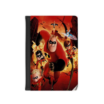The Incredibles Art Custom PU Faux Leather Passport Cover Wallet Black Holders Luggage Travel