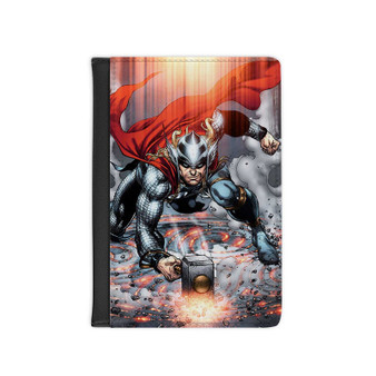 Thor Mjolnir Comic Custom PU Faux Leather Passport Cover Wallet Black Holders Luggage Travel