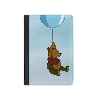 Winnie The Pooh Flying With Balloon Custom PU Faux Leather Passport Cover Wallet Black Holders Luggage Travel