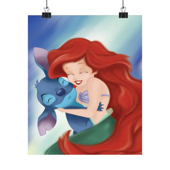 Ariel and Stitch Disney Custom Silky Poster Satin Art Print Wall Home Decor