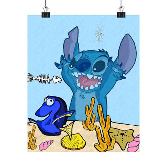 Dory and Stitch Disney Custom Silky Poster Satin Art Print Wall Home Decor