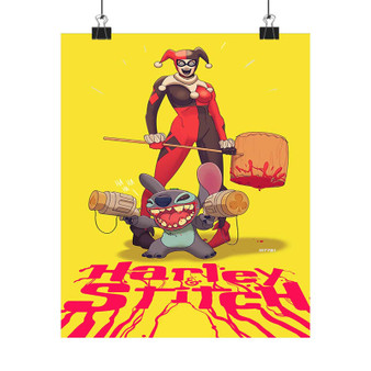 Harley Quinn and Stitch Custom Silky Poster Satin Art Print Wall Home Decor