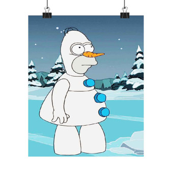 Homer Simpson Olaf Frozen Custom Silky Poster Satin Art Print Wall Home Decor