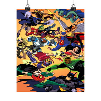 Justice League vs Teen Titans Custom Silky Poster Satin Art Print Wall Home Decor