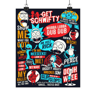 Rick and Morty Collage Quotes Custom Silky Poster Satin Art Print Wall Home Decor