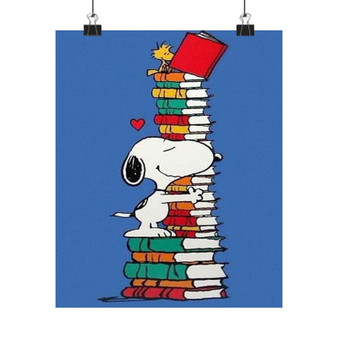 Snoopy and Woodstock Reading Book Custom Silky Poster Satin Art Print Wall Home Decor