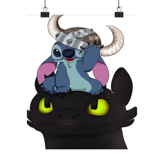 Stitch and Toothless Custom Silky Poster Satin Art Print Wall Home Decor