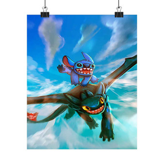 Toothless and Stitch Custom Silky Poster Satin Art Print Wall Home Decor