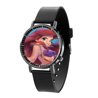 Beautiful Ariel Disney The Little Mermaid Custom Quartz Watch Black Plastic With Gift Box