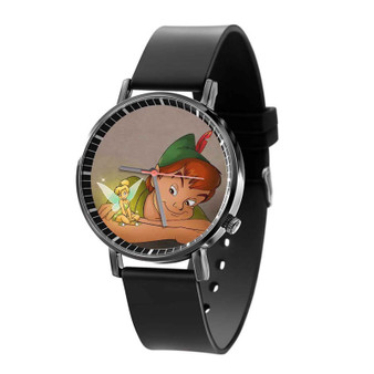 Disney Peter Pan and Tinkerbell Custom Quartz Watch Black Plastic With Gift Box