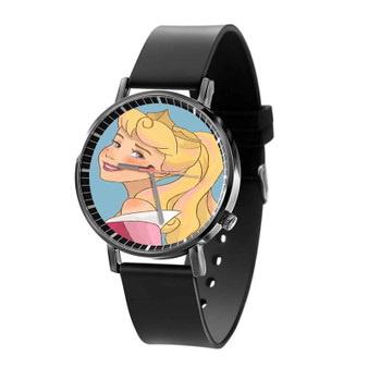 Disney Princess Aurora Custom Quartz Watch Black Plastic With Gift Box