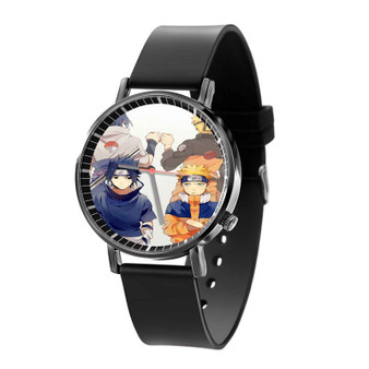 Naruto Shippude Sasuke and Uzumaki Custom Quartz Watch Black Plastic With Gift Box