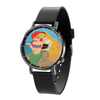 Princess Ariel and Aurora Disney Custom Quartz Watch Black Plastic With Gift Box