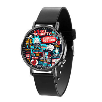 Rick and Morty Collage Quotes Custom Quartz Watch Black Plastic With Gift Box