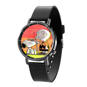 Snoopy and Charlie Brown Custom Quartz Watch Black Plastic With Gift Box