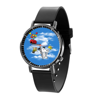 Snoopy The Peanuts Up Custom Quartz Watch Black Plastic With Gift Box