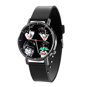 The Beatles Kiss Band Face Custom Quartz Watch Black Plastic With Gift Box