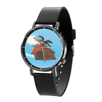 The Peanuts Snoopy Flying Custom Quartz Watch Black Plastic With Gift Box