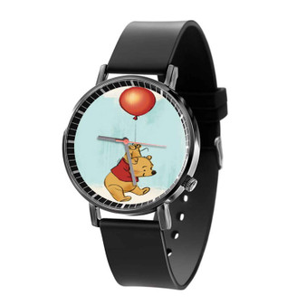 Winnie The Pooh With Ballon Disney Custom Quartz Watch Black Plastic With Gift Box