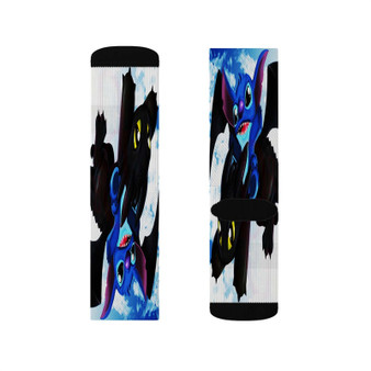 Disney Stich and Toothless Dragon Custom Socks Sublimation White Polyester Unisex Regular Fit