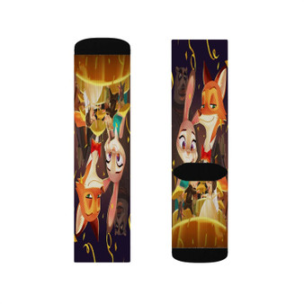 Disney Zootopia Dancing Custom Socks Sublimation White Polyester Unisex Regular Fit