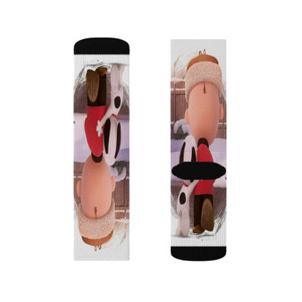 Friends Snoopy and Charlie Brown Custom Socks Sublimation White Polyester Unisex Regular Fit