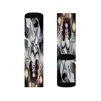 Harley Quinn Bath Custom Socks Sublimation White Polyester Unisex Regular Fit