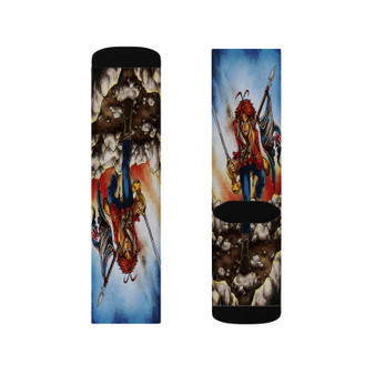 Helix The Trooper Iron Maiden Custom Socks Sublimation White Polyester Unisex Regular Fit