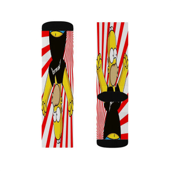 Homer Simpsons Metallica Custom Socks Sublimation White Polyester Unisex Regular Fit