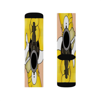 Homer The Simpsons Custom Socks Sublimation White Polyester Unisex Regular Fit