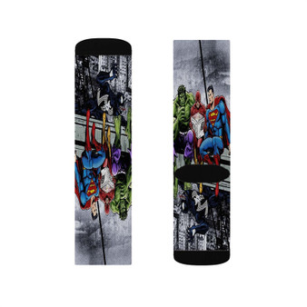 Hulk The Flash Superman Venom Breakfast Custom Socks Sublimation White Polyester Unisex Regular Fit
