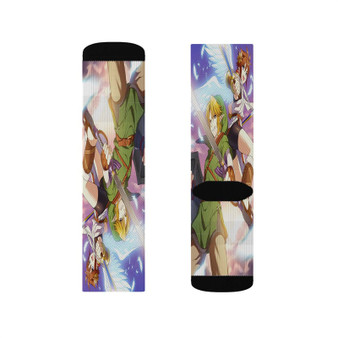 Link and Pit The Legend of Zelda Custom Socks Sublimation White Polyester Unisex Regular Fit