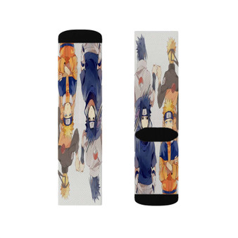 Naruto Shippude Sasuke and Uzumaki Custom Socks Sublimation White Polyester Unisex Regular Fit