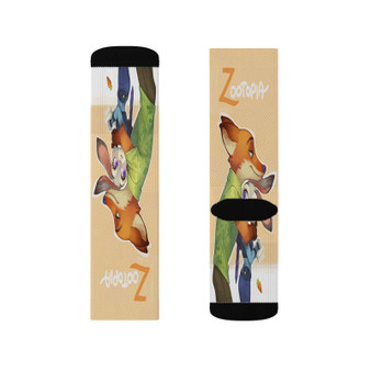 Nick and Judy Zootopia Custom Socks Sublimation White Polyester Unisex Regular Fit