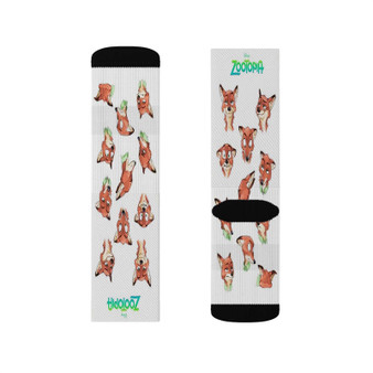 Nick Wilde Face Collage Zootopia Custom Socks Sublimation White Polyester Unisex Regular Fit