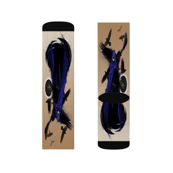 Raven DC Comics Custom Socks Sublimation White Polyester Unisex Regular Fit