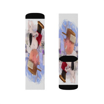 Snoopy and Charlie Brown The Peanuts Movie Custom Socks Sublimation White Polyester Unisex Regular Fit