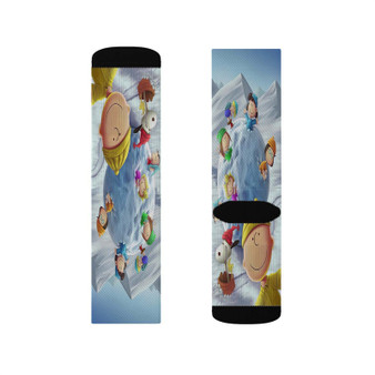 Snoopy The Peanuts Gang With Snowball Custom Socks Sublimation White Polyester Unisex Regular Fit