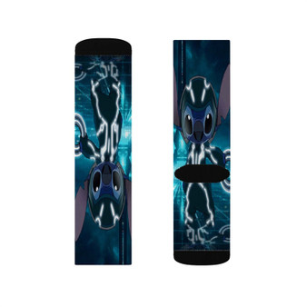 Stitch Tron Custom Socks Sublimation White Polyester Unisex Regular Fit