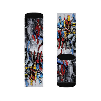 Superheroes Breakfast Of Champions Custom Socks Sublimation White Polyester Unisex Regular Fit