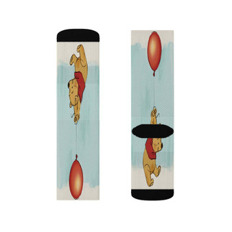 Winnie The Pooh With Ballon Disney Custom Socks Sublimation White Polyester Unisex Regular Fit