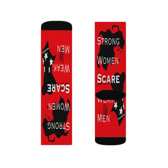 Wonder Woman Strong Quotes Custom Socks Sublimation White Polyester Unisex Regular Fit