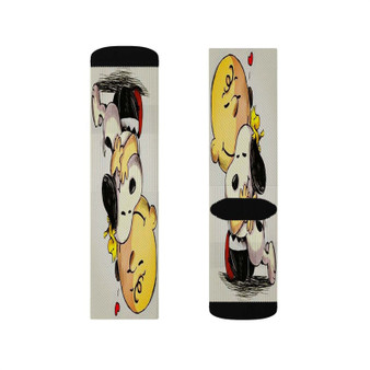 Woodstock Snoopy Charlie Brown The Peanuts Custom Socks Sublimation White Polyester Unisex Regular Fit