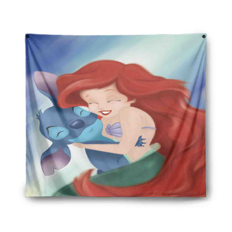 Ariel and Stitch Disney Custom Tapestry Polyester Indoor Wall Home Decor