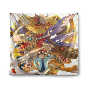Digimon Raichi and Agumon Evolution Custom Tapestry Polyester Indoor Wall Home Decor